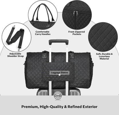 Women’s Convertible Garment Duffel Bag for Travel – 2-in-1 Carry-On Weekender/Overnight Tote - Wrinkle-Free Dresses, Suits & Clothes + Shoe Compartment & Bonus Toiletry Bag (Emerald Green)