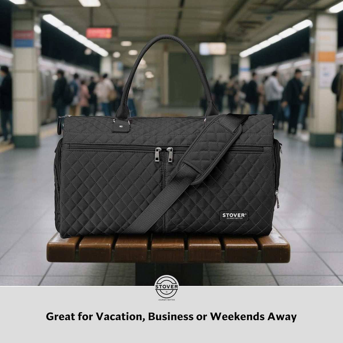 Women’s Convertible Garment Duffel Bag for Travel – 2-in-1 Carry-On Weekender/Overnight Tote - Wrinkle-Free Dresses, Suits & Clothes + Shoe Compartment & Bonus Toiletry Bag (Emerald Green)