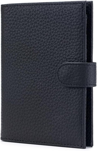 Leather RFID Blocking Passport Holder for Travel Women | Multiple Slim Passport Wallet for Women with Card Slots, Zipper Coin Pocket, Travel Passport Cover Case Gift Ready Denim Blue