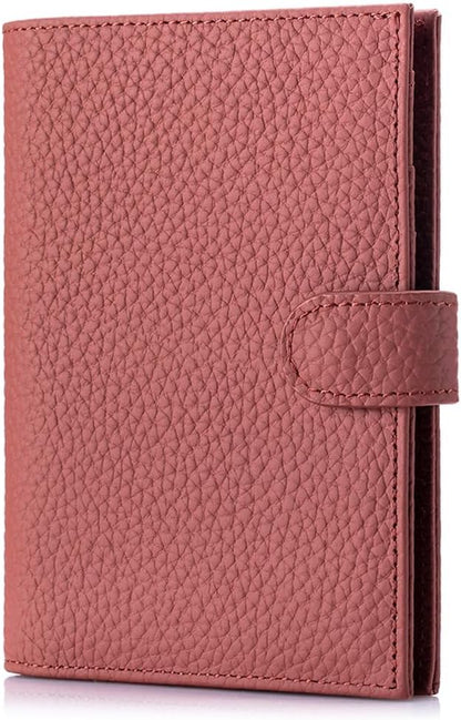Leather RFID Blocking Passport Holder for Travel Women | Multiple Slim Passport Wallet for Women with Card Slots, Zipper Coin Pocket, Travel Passport Cover Case Gift Ready Denim Blue