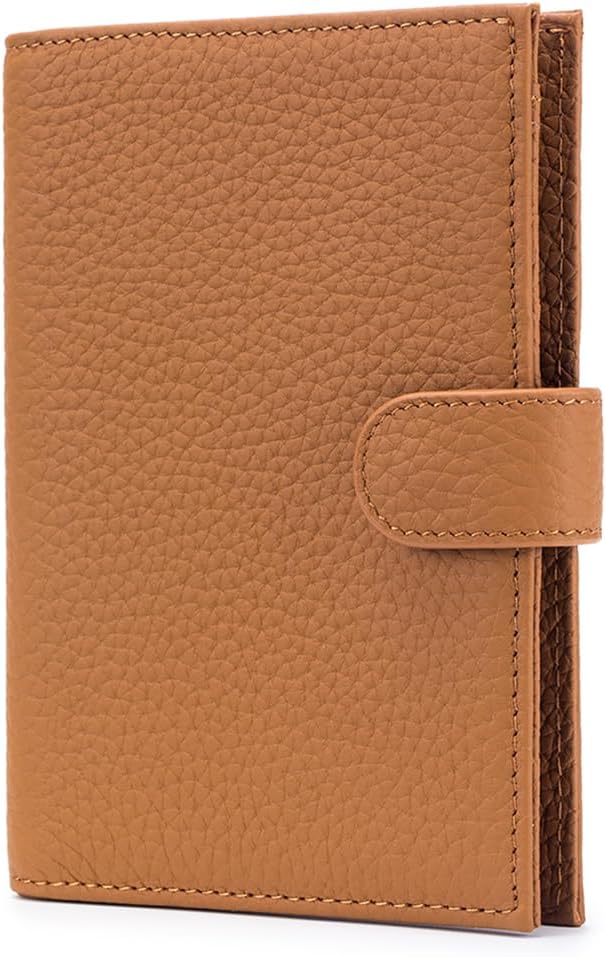 Leather RFID Blocking Passport Holder for Travel Women | Multiple Slim Passport Wallet for Women with Card Slots, Zipper Coin Pocket, Travel Passport Cover Case Gift Ready Denim Blue