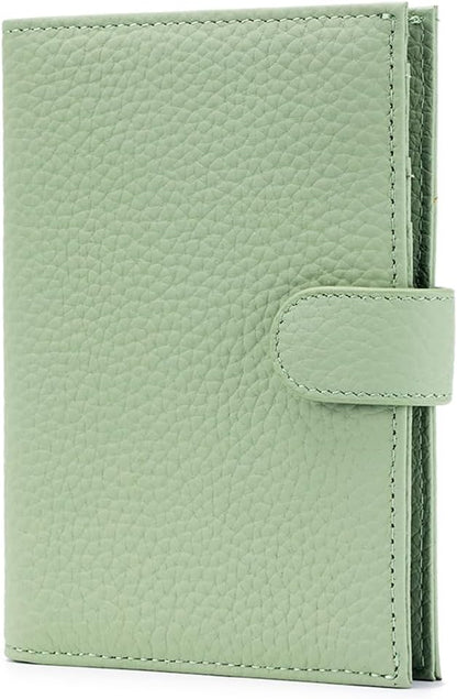 Leather RFID Blocking Passport Holder for Travel Women | Multiple Slim Passport Wallet for Women with Card Slots, Zipper Coin Pocket, Travel Passport Cover Case Gift Ready Denim Blue