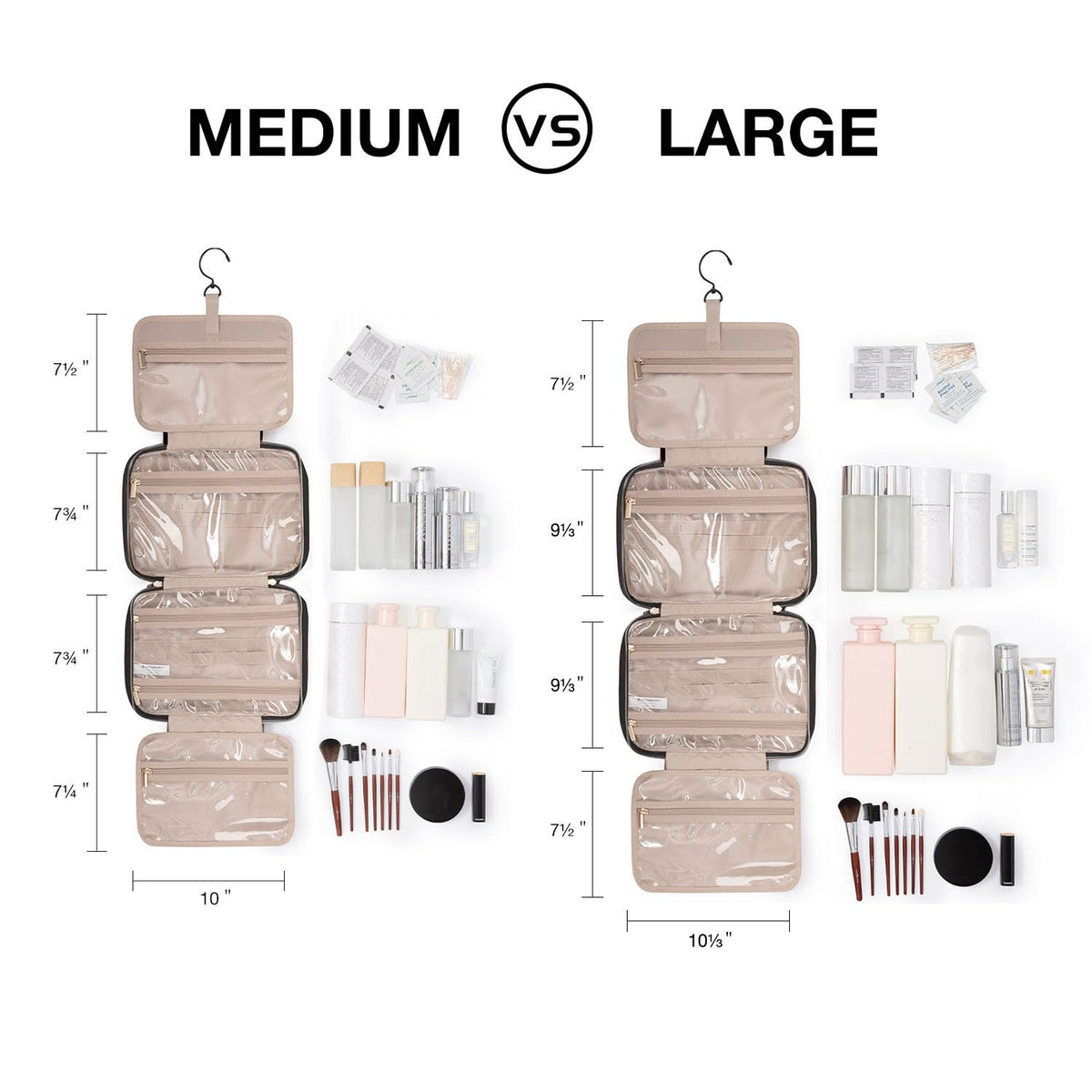 Toiletry Bag Travel Bag with Hanging Hook, Water-resistant Makeup Cosmetic Bag Travel Organizer for Accessories, Shampoo, Full-size Container, Toiletries (Baby Pink, Medium)