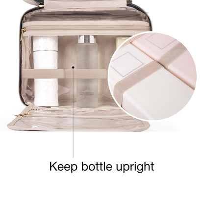 Toiletry Bag Travel Bag with Hanging Hook, Water-resistant Makeup Cosmetic Bag Travel Organizer for Accessories, Shampoo, Full-size Container, Toiletries (Baby Pink, Medium)