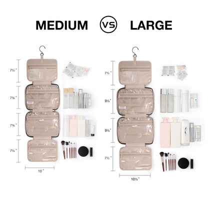 Toiletry Bag Travel Bag with Hanging Hook, Water-resistant Makeup Cosmetic Bag Travel Organizer for Accessories, Shampoo, Full-size Container, Toiletries (Baby Pink, Medium)