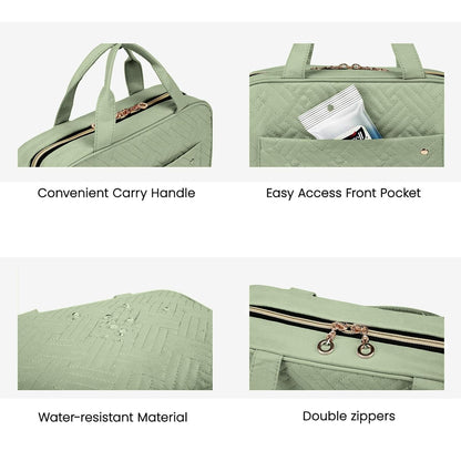 Toiletry Bag Travel Bag with Hanging Hook, Water-resistant Makeup Cosmetic Bag Travel Organizer for Accessories, Shampoo, Full-size Container, Toiletries (Baby Pink, Medium)