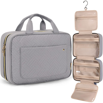 Toiletry Bag Travel Bag with Hanging Hook, Water-resistant Makeup Cosmetic Bag Travel Organizer for Accessories, Shampoo, Full-size Container, Toiletries (Baby Pink, Medium)