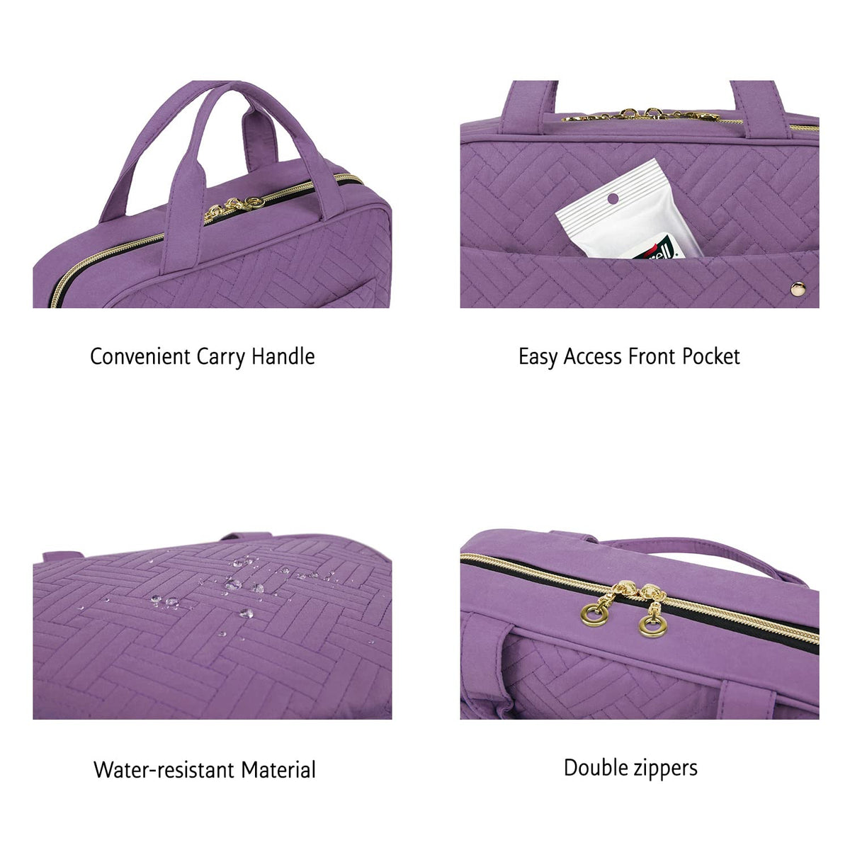 Toiletry Bag Travel Bag with Hanging Hook, Water-resistant Makeup Cosmetic Bag Travel Organizer for Accessories, Shampoo, Full-size Container, Toiletries (Baby Pink, Medium)