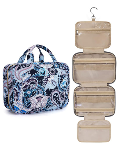 Toiletry Bag Travel Bag with Hanging Hook, Water-resistant Makeup Cosmetic Bag Travel Organizer for Accessories, Shampoo, Full-size Container, Toiletries (Baby Pink, Medium)