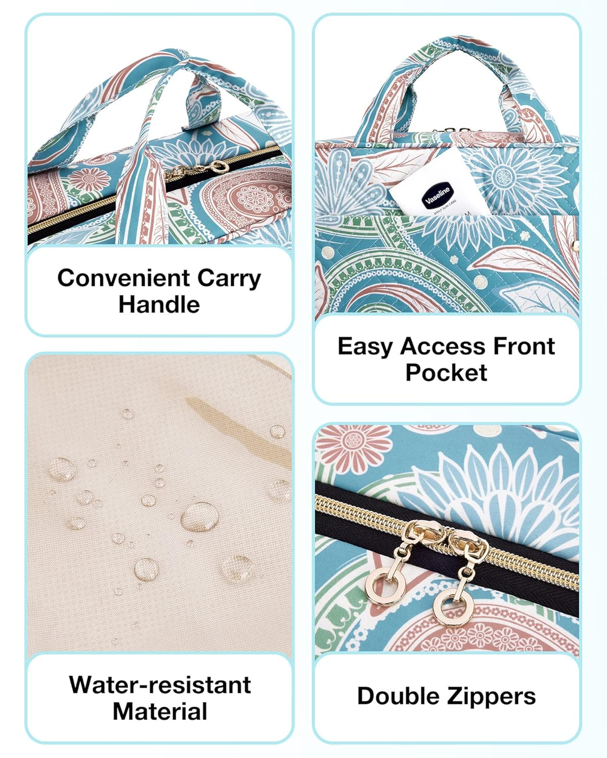 Toiletry Bag Travel Bag with Hanging Hook, Water-resistant Makeup Cosmetic Bag Travel Organizer for Accessories, Shampoo, Full-size Container, Toiletries (Baby Pink, Medium)