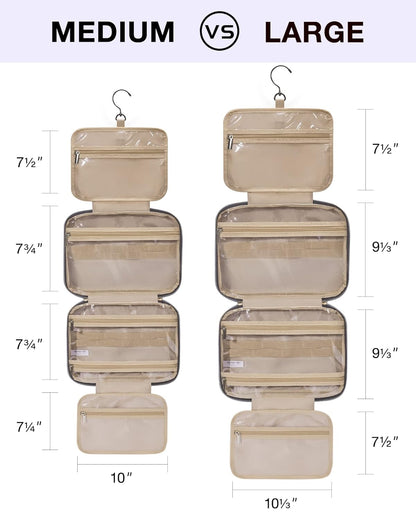 Toiletry Bag Travel Bag with Hanging Hook, Water-resistant Makeup Cosmetic Bag Travel Organizer for Accessories, Shampoo, Full-size Container, Toiletries (Baby Pink, Medium)