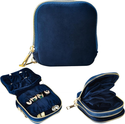 Travel Jewelry Case,Portable Jewelry Organizer Pouch with Soft Velvet,13-Pocket for Necklaces, Bracelets, Earrings & Rings,Mini Jewelry Bag with Smooth Double Metal Zipper,Gifts for Women,Purple