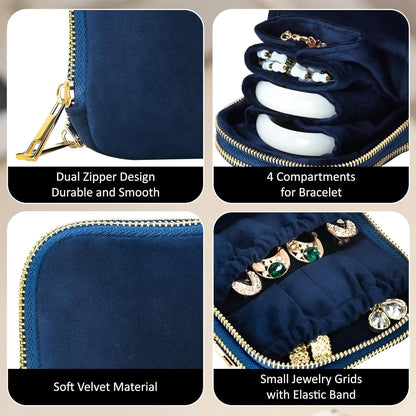 Travel Jewelry Case,Portable Jewelry Organizer Pouch with Soft Velvet,13-Pocket for Necklaces, Bracelets, Earrings & Rings,Mini Jewelry Bag with Smooth Double Metal Zipper,Gifts for Women,Purple