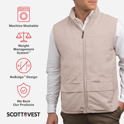 Q.U.E.S.T Vest for Men - 42 Hidden Pockets - Water Repellent for Travel & More