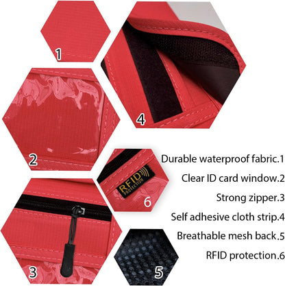 RFID Blocking Travel Neck Wallet Pouch and Passport Holder, Travel Neck Pouch Passport Holder for Women & Men - Red