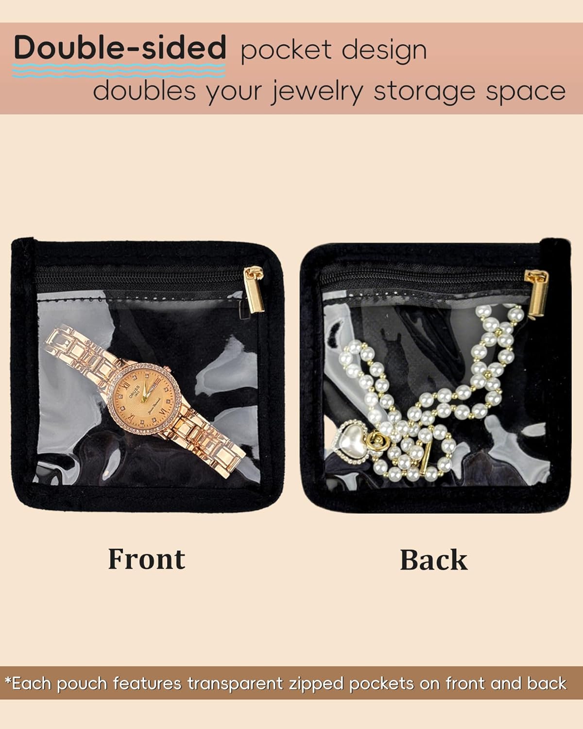 Travel Jewelry Organizer, PU Leather Small Hard-shell Jewelry Box with 6 Velvet Pouches for Earrings Rings Necklace Bracelet Watch, Compact Jewelry Travel Case for Women Gift