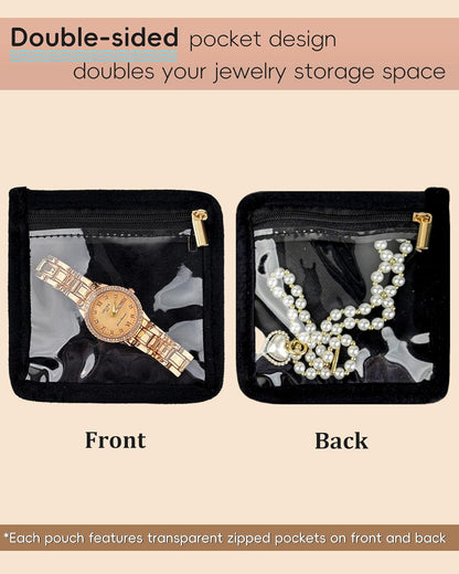 Travel Jewelry Organizer, PU Leather Small Hard-shell Jewelry Box with 6 Velvet Pouches for Earrings Rings Necklace Bracelet Watch, Compact Jewelry Travel Case for Women Gift