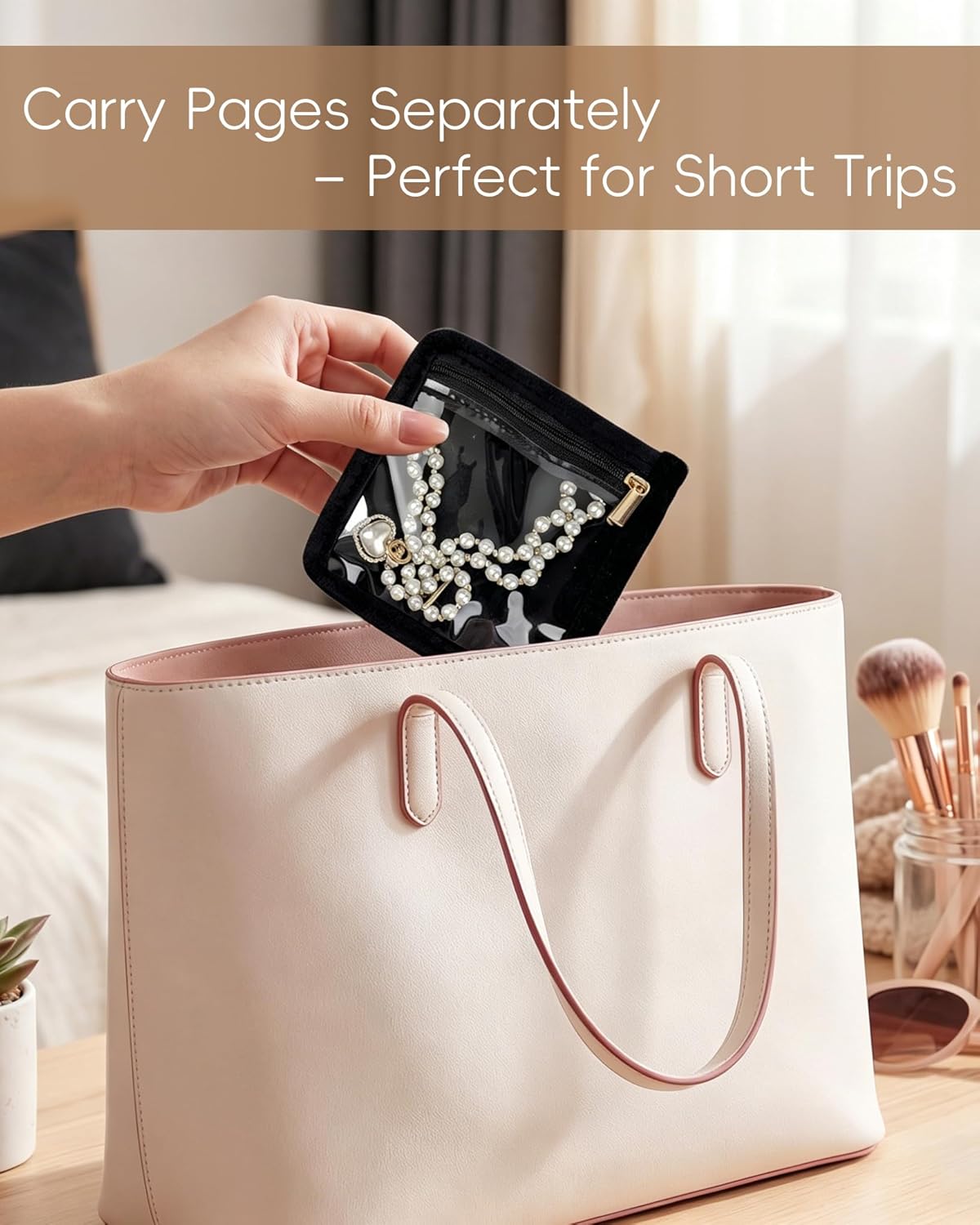 Travel Jewelry Organizer, PU Leather Small Hard-shell Jewelry Box with 6 Velvet Pouches for Earrings Rings Necklace Bracelet Watch, Compact Jewelry Travel Case for Women Gift