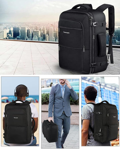 Carry On Backpack 40L Expandable Travel Backpack Luggage Suitcase | Flight Approved Extra Large Travel Bag, Business Weekender Daypack for Business Trips, College, Weekend Travel, and Daily Use