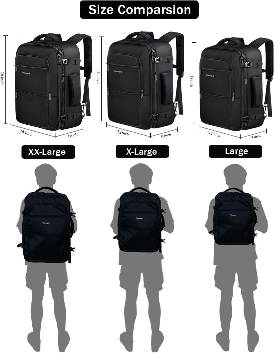 Carry On Backpack 40L Expandable Travel Backpack Luggage Suitcase | Flight Approved Extra Large Travel Bag, Business Weekender Daypack for Business Trips, College, Weekend Travel, and Daily Use