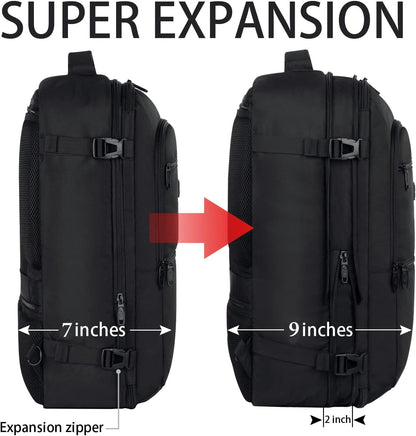Carry On Backpack 40L Expandable Travel Backpack Luggage Suitcase | Flight Approved Extra Large Travel Bag, Business Weekender Daypack for Business Trips, College, Weekend Travel, and Daily Use
