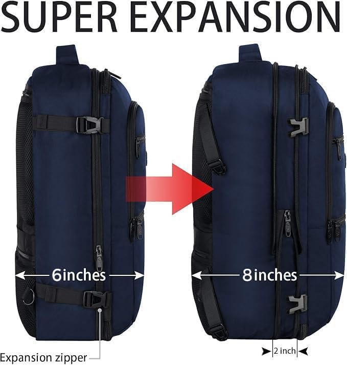 Carry On Backpack 40L Expandable Travel Backpack Luggage Suitcase | Flight Approved Extra Large Travel Bag, Business Weekender Daypack for Business Trips, College, Weekend Travel, and Daily Use