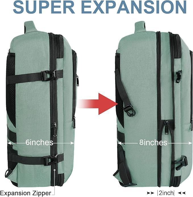Carry On Backpack 40L Expandable Travel Backpack Luggage Suitcase | Flight Approved Extra Large Travel Bag, Business Weekender Daypack for Business Trips, College, Weekend Travel, and Daily Use