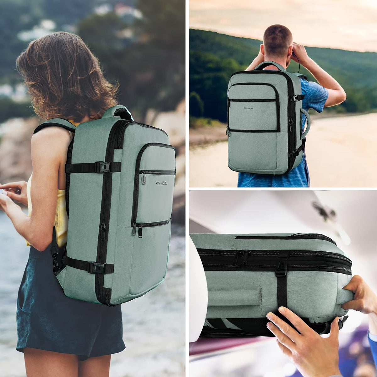 Carry On Backpack 40L Expandable Travel Backpack Luggage Suitcase | Flight Approved Extra Large Travel Bag, Business Weekender Daypack for Business Trips, College, Weekend Travel, and Daily Use