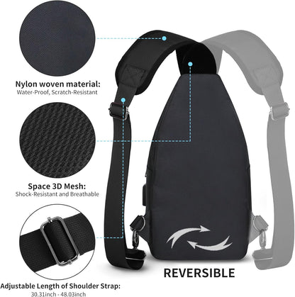 Crossbody Sling Bag Men Women, Casual Shoulder Backpack, Chest Daypack Satchel for Hiking Travel