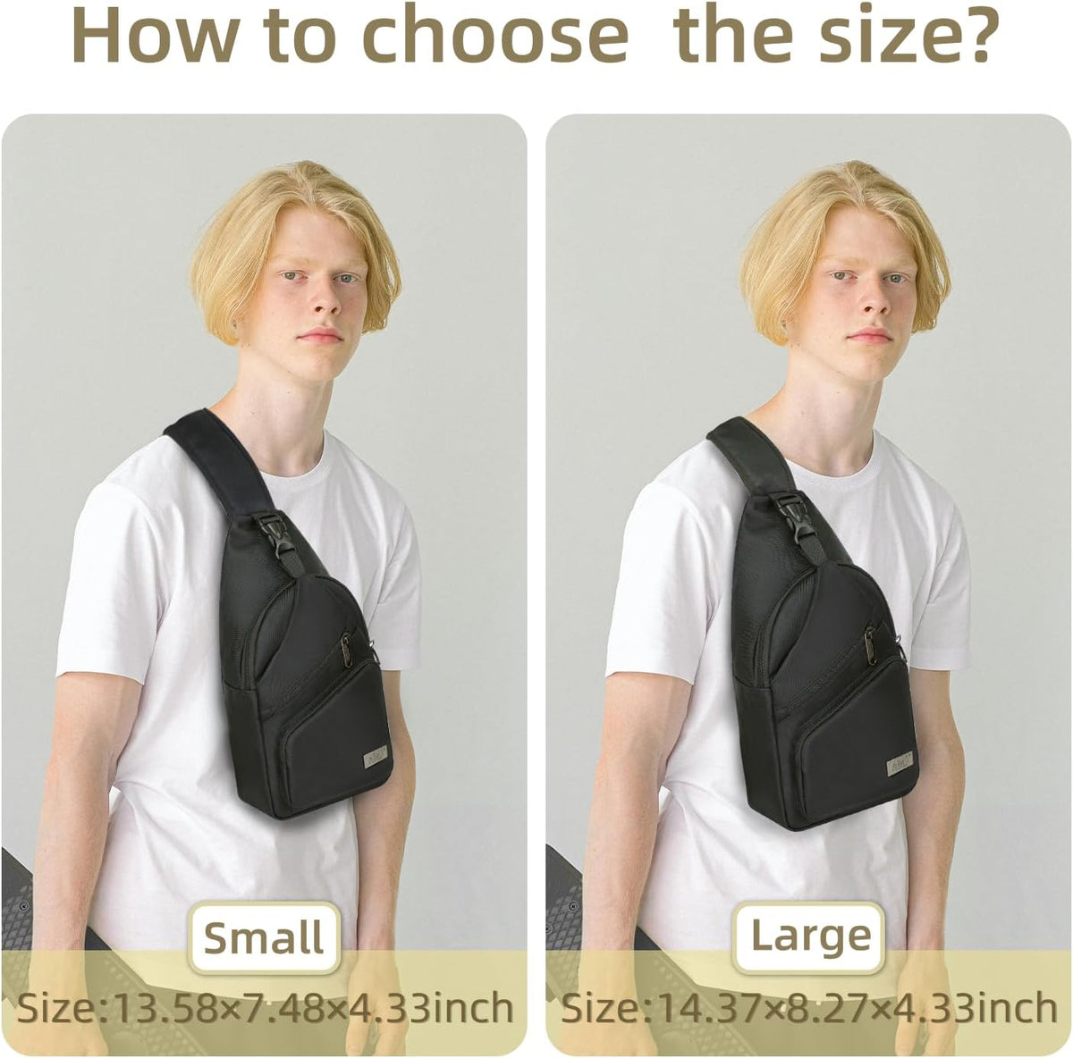 Crossbody Sling Bag Men Women, Casual Shoulder Backpack, Chest Daypack Satchel for Hiking Travel
