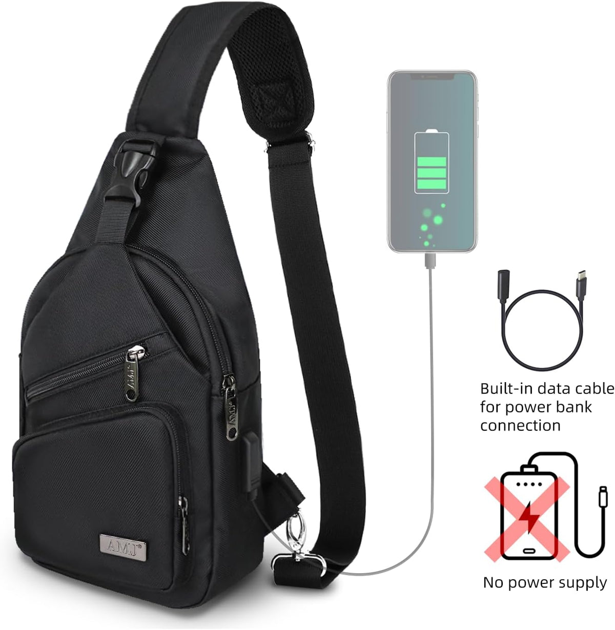 Crossbody Sling Bag Men Women, Casual Shoulder Backpack, Chest Daypack Satchel for Hiking Travel