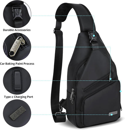 Crossbody Sling Bag Men Women, Casual Shoulder Backpack, Chest Daypack Satchel for Hiking Travel