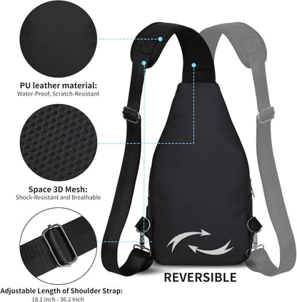 Crossbody Sling Bag Men Women, Casual Shoulder Backpack, Chest Daypack Satchel for Hiking Travel