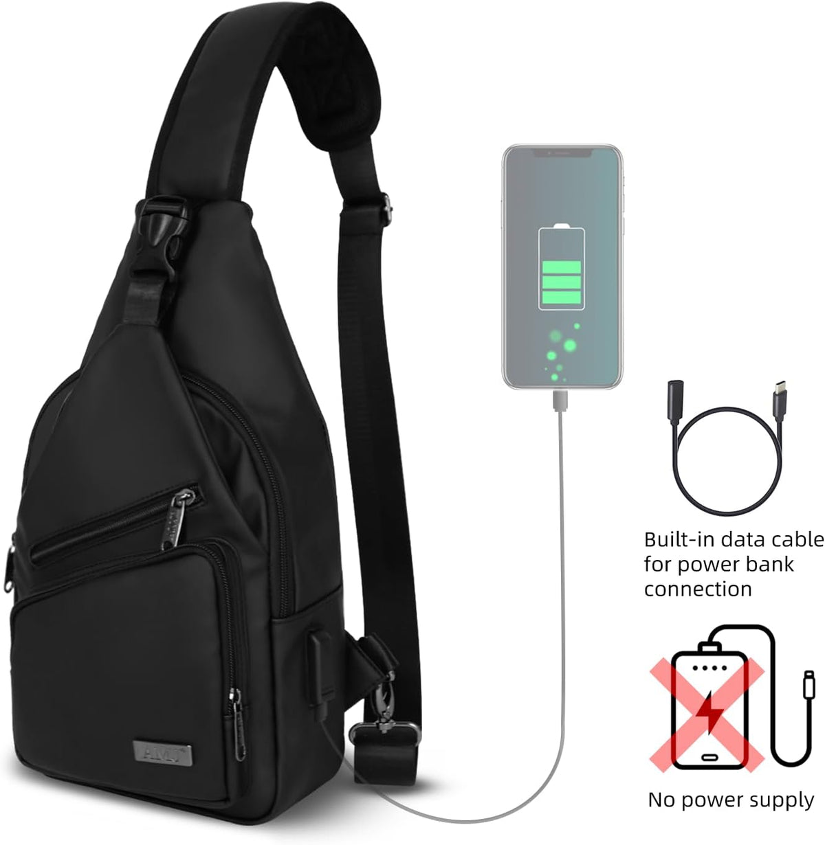 Crossbody Sling Bag Men Women, Casual Shoulder Backpack, Chest Daypack Satchel for Hiking Travel