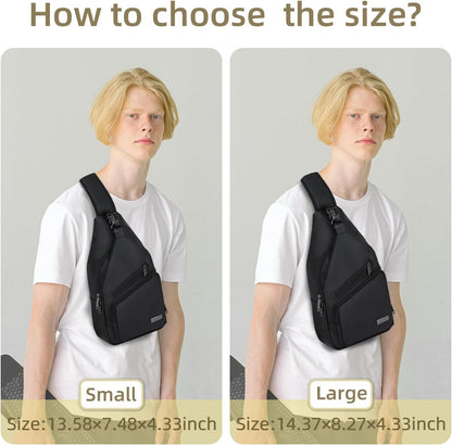 Crossbody Sling Bag Men Women, Casual Shoulder Backpack, Chest Daypack Satchel for Hiking Travel