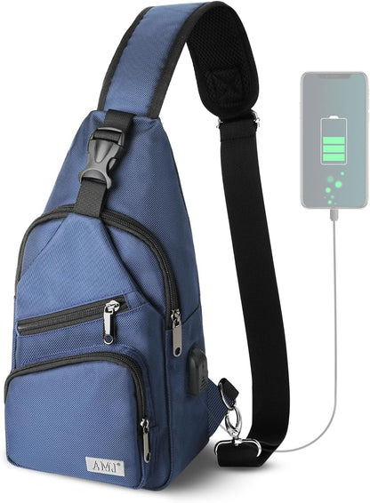 Crossbody Sling Bag Men Women, Casual Shoulder Backpack, Chest Daypack Satchel for Hiking Travel