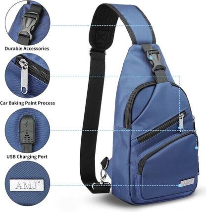 Crossbody Sling Bag Men Women, Casual Shoulder Backpack, Chest Daypack Satchel for Hiking Travel