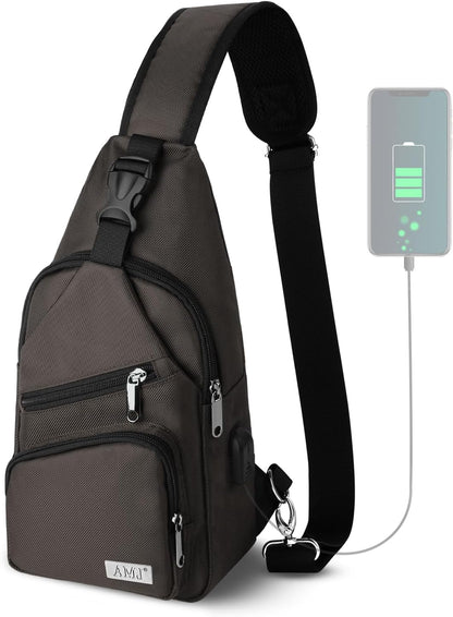 Crossbody Sling Bag Men Women, Casual Shoulder Backpack, Chest Daypack Satchel for Hiking Travel