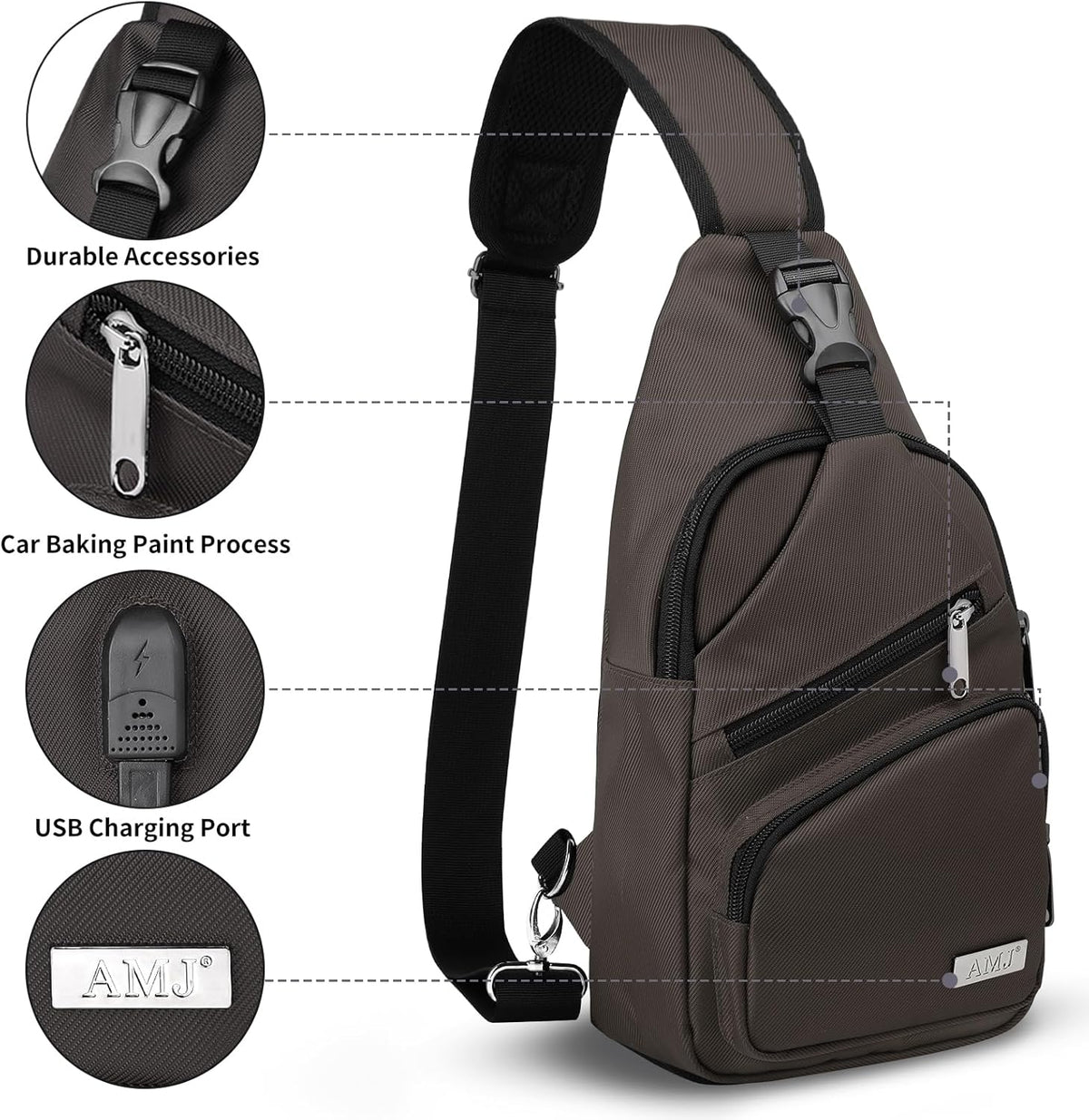 Crossbody Sling Bag Men Women, Casual Shoulder Backpack, Chest Daypack Satchel for Hiking Travel