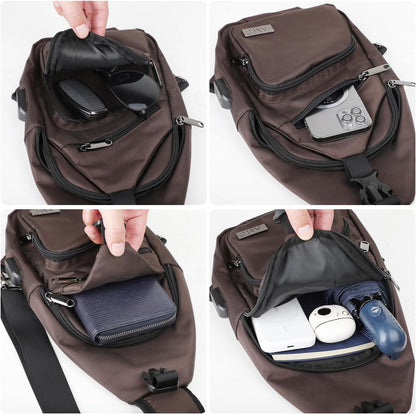 Crossbody Sling Bag Men Women, Casual Shoulder Backpack, Chest Daypack Satchel for Hiking Travel