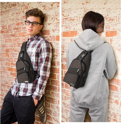 Crossbody Sling Bag Men Women, Casual Shoulder Backpack, Chest Daypack Satchel for Hiking Travel
