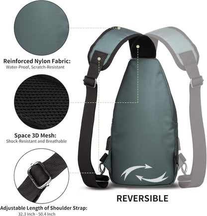 Crossbody Sling Bag Men Women, Casual Shoulder Backpack, Chest Daypack Satchel for Hiking Travel