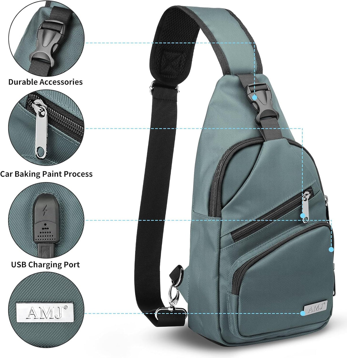 Crossbody Sling Bag Men Women, Casual Shoulder Backpack, Chest Daypack Satchel for Hiking Travel