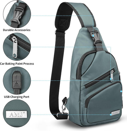 Crossbody Sling Bag Men Women, Casual Shoulder Backpack, Chest Daypack Satchel for Hiking Travel