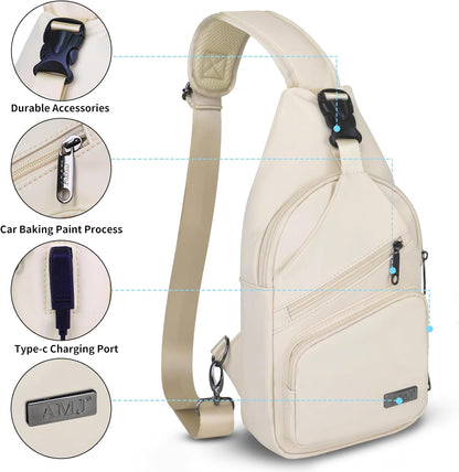 Crossbody Sling Bag Men Women, Casual Shoulder Backpack, Chest Daypack Satchel for Hiking Travel