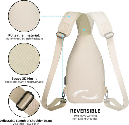 Crossbody Sling Bag Men Women, Casual Shoulder Backpack, Chest Daypack Satchel for Hiking Travel