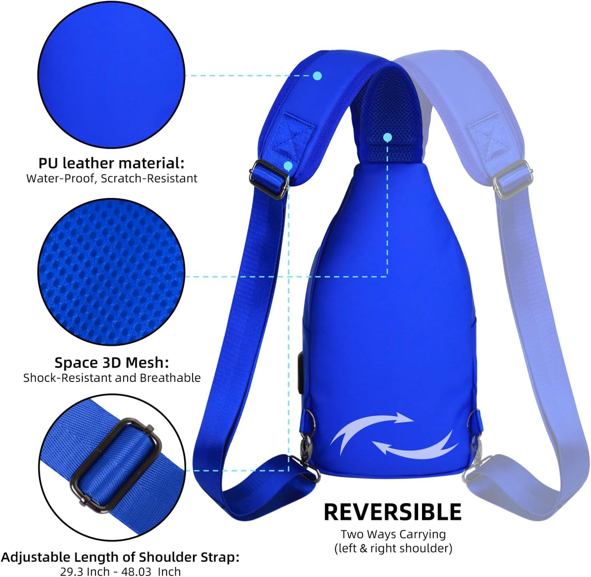 Crossbody Sling Bag Men Women, Casual Shoulder Backpack, Chest Daypack Satchel for Hiking Travel