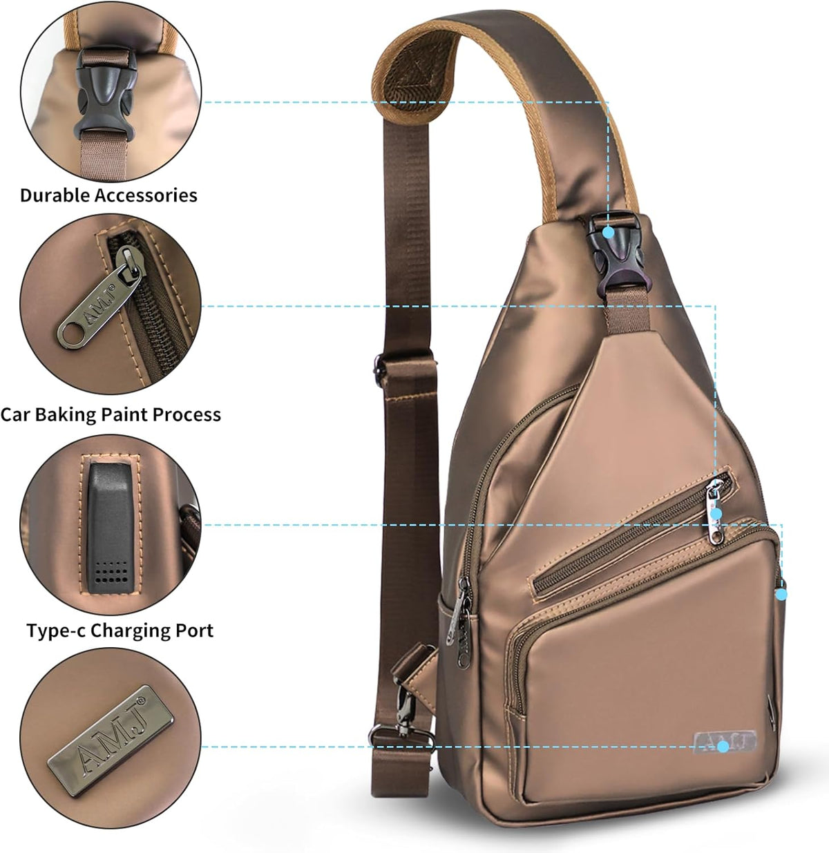 Crossbody Sling Bag Men Women, Casual Shoulder Backpack, Chest Daypack Satchel for Hiking Travel