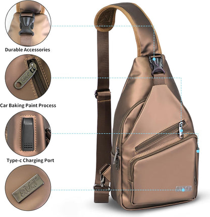 Crossbody Sling Bag Men Women, Casual Shoulder Backpack, Chest Daypack Satchel for Hiking Travel