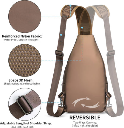 Crossbody Sling Bag Men Women, Casual Shoulder Backpack, Chest Daypack Satchel for Hiking Travel